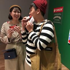 Visitors with Chocopie installation at Busan Biennale 2018 MoCA Busan, Korea