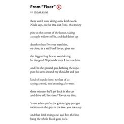 from 'Fixer' in Poetry Magazine