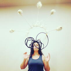 Black and blonde headdress