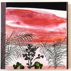 the outline of a familiar image, 2016, oil on panel, 18 x 18 inches