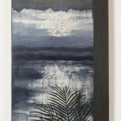 even the light seemed to mutter goodbye, 2017, oil on panel, 10 x 24 inches