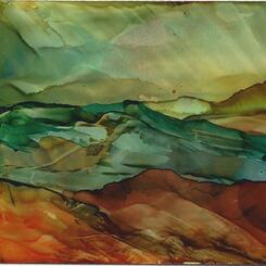 landscape in orange and blue