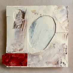 omega, beginning, opening, small works, paint, abstract, paper