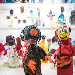 The Superhero Puppet Project fills a room of puppets designed by Baltimore, Pittsburgh and Cape Town young artists 