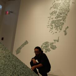 Artists installing work - a fractured Palestine 