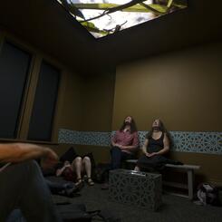 Visitors interacting with the work