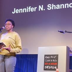 Jennifer reading at the City of Asylum in Pittsburgh, PA - Feb. 2020