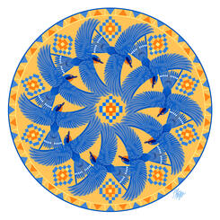 Navajo Blue Swallow Spiral Mandala