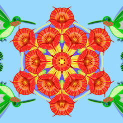 Hummingbird Trumpet Vine Garden Nature Panel