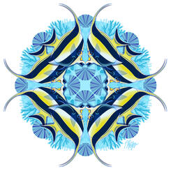 Moorish Idol Blue Coral Mandala