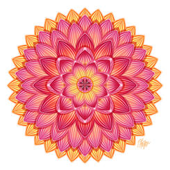 Red Dahlia Blossom Mandala
