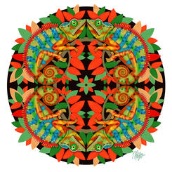 Red Panther Chameleon Mandala