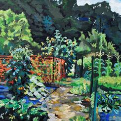 Double Rock Park Sunflower Garden by Collin Cessna, Gouache on canvas, 2020