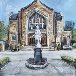 St. Ursula in Parkville, MD Pastel on paper by Collin Cessna