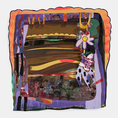 Cloth Napkin, Purple Frame with Charm 