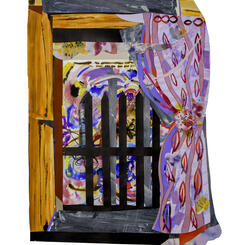 Purple Curtains at the Cabin 