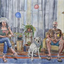 Chris, Stephanie, and Ruby the Boxer