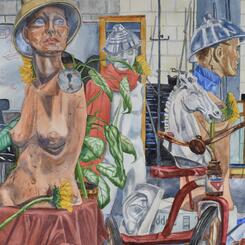 Arrangement with Mannequin Family Doing Their Best to be Normal