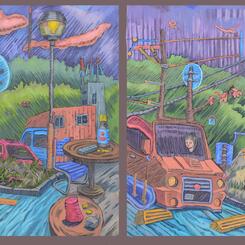 Nagasaki Sketchbooks, Sitting at the Parking Lot and in the Waiting Room