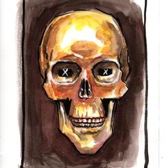 Yellow on Black Skull