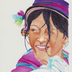 Girl with Traditional hat of Indigenous Women of the Province of Chimborazo Ecuador.png