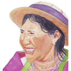Indigenous Woman of Ecuador with green ribbon.jpg