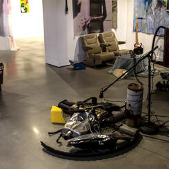 Falling Off the Edge of Nebraska - installation, floor back view. 