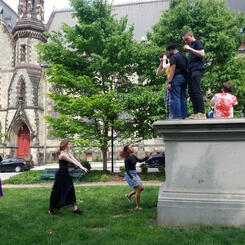 Baltimore School for The Arts Juniors shoot Super8mm in Mt. Vernon