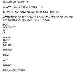 RULES FOR NEURONS 
