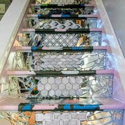 Mosaic Mirror and Tile Stairs