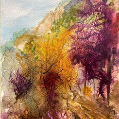  Abstract Landscape Watercolor and Ink  7x10