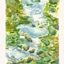 Stony Run Stream  Watercolor 5x7