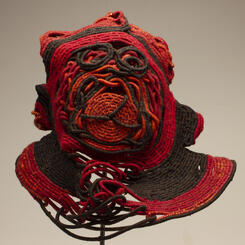 Coiled Mask 3, thread and rope, 2020, 24 x 13 x 16