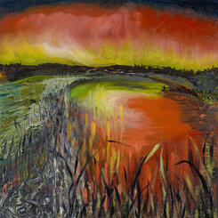 A Fisherman's Aurora Borealis 2016, 12 x 12 x .75 oil on panel 