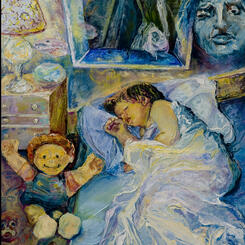 Now I Lay Me Down To Sleep, 2003, 62 x 34 x 1, oil on canvas 