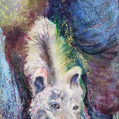 Seeking and Running 2019 81 x 12 x 1, oil on canvas