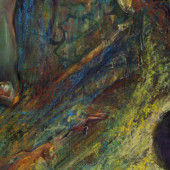 The Earth Falls Away, 2017,  81 x 12 x 1 oil on canvas