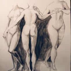 Preliminary Sketch for Fighting Three Graces 