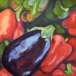 Eggplant and Peppers