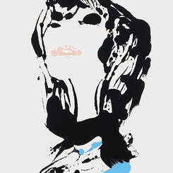 Peach Lips Blue Lines