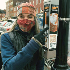 Cigarette Butt Stickers in place in Baltimore's Inner Harbor