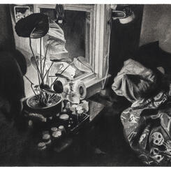 In the light of a bare bulb