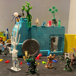 Plasticland Installation in the front window at the gallery