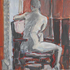 Model turning in an old  chair