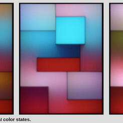 Reddish Glance in three successive color-states.