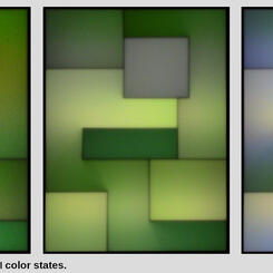 Reddish Glance in three successive color-states.