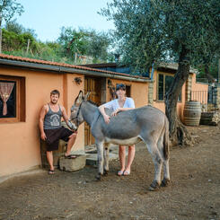 Dario, Primo, and Marta on the Ranch, Montegiovi, Italy, 2022