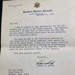 Ann's congrats from Senator