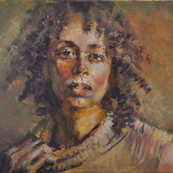 Woman Grasping Collar