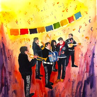 An alleyway block party in downtown Baltimore featured a live mariachi band that seemed to light the scene with magic.